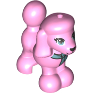 Animal, Dog, Poodle with Medium Blue Ribbon in Bright Pink