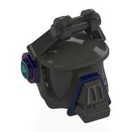 Mask, Robot Wolf with Dark Blue Stripe, Dark Purple/Dark Turquoise Ears (DJ Yonder) Dunkelblaugrau