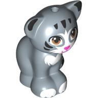 Animal, Cat, Sitting with Medium Nougat Eyes, Dark Pink Nose and Black and White Patches (Chico) Print Sand Blue