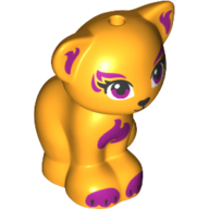 Animal, Cat, Sitting with Magenta Eyes and Inner Ears - Black Nose and Mouth - Magenta Chest Markings and Paws Print Leuchtendes Hellorange