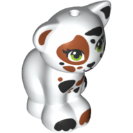 Animal, Cat, Sitting with Reddish Brown and Black Spots, Green Eyes Print White