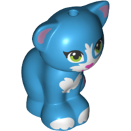 Animal, Cat, Sitting with Lime Eyes, Magenta Nose, and White Markings Print [No Color/Any Color]