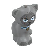 Animal, Cat, Sitting with Dark Bluish Grey Face, Bright Light Blue Eyes, Collar print (Gertrude) Hellblaugrau