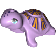 Animal, Turtle with Dark Purple Spots and Dark Purple and Orange Shell Print Lavendel
