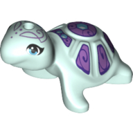 Animal, Turtle with Medium Azure Eyes and Medium Lavender Shell Print Light Aqua