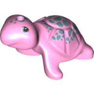 Animal, Turtle with Dark Turquoise Spots print in Leuchtrosa