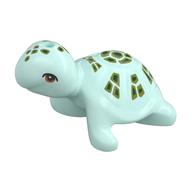 Animal, Turtle with Brown Eyes and Olive Green/Dark Green Shell Print Light Aqua