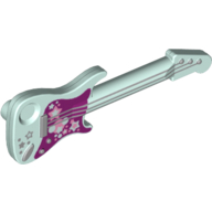 Musical Instrument Guitar Electric with Silver Strings and Stars on Magenta Background Print Hellaqua