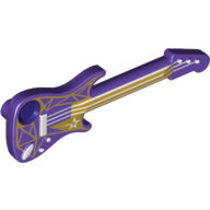 Musikinstrument E-Gitarre mit weißen Saiten und Stern und goldenem geometrischem Muster (bedruckt)