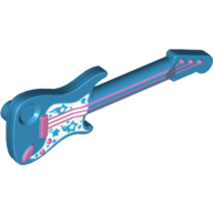 Musical Instrument Guitar Electric with White Pickguard with Stars, Pink Strings, Bridge and Output Jack Print Dunkelazur