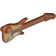 Musical Instrument Guitar Electric with Tan Board, Silver Strings print Dark Orange