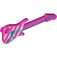 Musical Instrument Guitar Electric with Dark Azure Strings and White Stripes Print Dunkelrosa