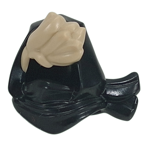 Hood with Hair Short Tan pattern Black