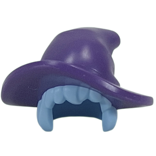 Hair and Hat, Witch Hat with Short Hair Bright Light Blue pattern Dark Purple