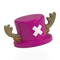 Top Hat with Medium Nougat Antlers, Dark Tan Ears pattern, White 'X' print Magenta