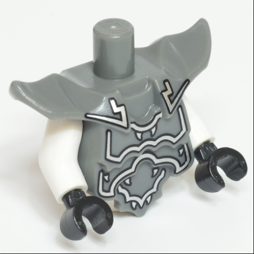 Torso with Molded Shoulder and Waist Extensions, Silver Decoration Print, White Arms, Black Hands Dunkelblaugrau