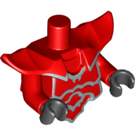 Torso with Molded Shoulder and Waist Extensions, Breastplate with Silver Edges Print, Red Arms, Black Hands Rot