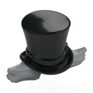 Top Hat with Light Bluish Grey Hair Sticking Out Sideways pattern Black