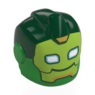 Helmet with Armor Plates, Ear Protectors, Top Ridge with Lime Mask, White Eyes, Dark Green Top print (Iron Hulk) Hellgrün