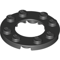 Plate Round 4 × 4 with 2 × 2 Round Opening Black