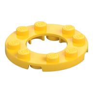 Plate Round 4 × 4 with 2 × 2 Round Opening Yellow