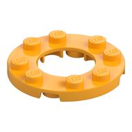 Plate Round 4 × 4 with 2 × 2 Round Opening Leuchtendes Hellorange