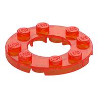 Plate Round 4 × 4 with 2 × 2 Round Opening Trans-Neon Orange
