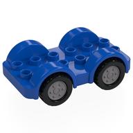 Duplo Car Base 2 × 6 - 4 Flat Silver Wheels with Black Tires on 4 Fixed Axles Blue