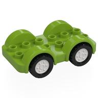 Duplo Car Base 2 × 6 - 4 White Wheels with Black Tires on 4 Fixed Axles Lime