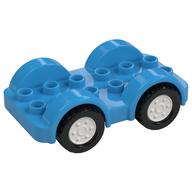 Duplo Car Base 2 × 6 - 4 White Wheels with Black Tires on 4 Fixed Axles Dunkelazur
