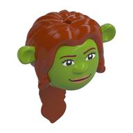 Head Special, Ogre with Dark Orange Long Hair pattern, with Dark Brown Eyebrows, Nougat Lips print (Fiona) Limette