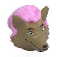 Head Special, Wolf with Bright Pink Bonnet pattern, Face print Dunkelbeige