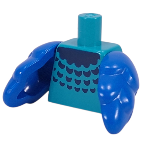 Torso with Blue Bird Wings, Dark Blue Plumage print Dunkeltürkis