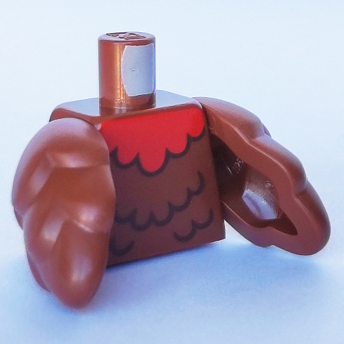 Torso with Bird Wings and Dark Brown Feathers, Red Collar print Rotbraun