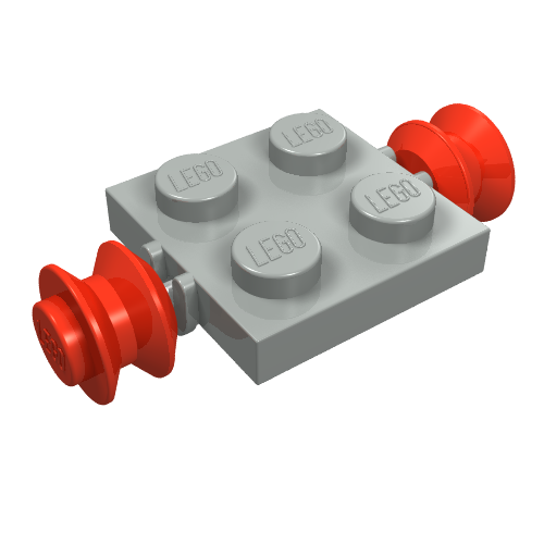 Plate Special 2 × 2 with Wheels Red Light Gray