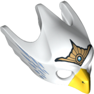 Mask Bird (Eagle) with Yellow Beak, Gold Headdress and Blue Feathers Print White