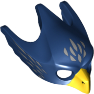 Mask Bird (Eagle) with Yellow Beak and Silver Feathers Print Dark Blue
