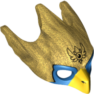 Mask Bird (Eagle) with Yellow Beak and Blue Eyes Print Pearl Gold