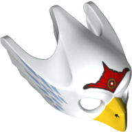 Mask Bird (Eagle) with Yellow Beak, Red Tiara and Blue Feathers Print Weiß