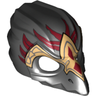 Mask Bird (Raven) with Gold Beak and Red Markings Print Schwarz