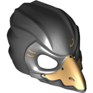Mask Bird (Raven) with Gold Beak and Gold Markings Print Schwarz