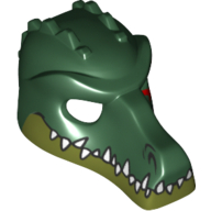 Mask Crocodile with Teeth and Red Scar Print Dark Green