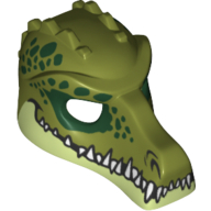Mask Crocodile with Teeth and Dark Green Spots Print Olivgrün