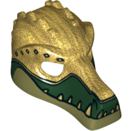 Mask Crocodile with Gold Teeth and Black Diamonds Print Pearl Gold