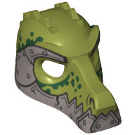 Mask Crocodile with Metallic Silver Lower Jaw and Armor with Rivets and Dark Green Spots Print Olivgrün