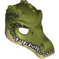 Mask Crocodile with Teeth, Tan Lower Jaw and Dark Green Scales Print Olivgrün