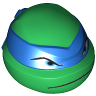 Minifig Head Special, Ninja Turtle with Blue Mask and Frown Print (Leonardo) Grün