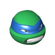 Minifig Head Special, Ninja Turtle with Blue Mask and Teeth Print (Leonardo) Grün