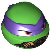 Minifig Head Special, Ninja Turtle with Dark Purple Mask and Breathing Apparatus Print (Donatello) Hellgrün