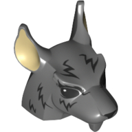 Minifig Head Special, Rat with Blacks Eyes, Nose, and Hair Print Dark Bluish Gray